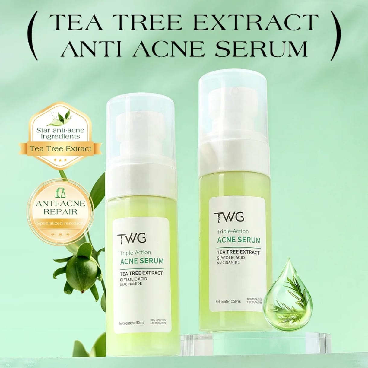 🌿 Sérum & Crème Visage Révolutionnaire – Anti Acné, Hydratation; Éclat Vitaminé (C, B, E) ✨𝒆 100% 𝒃𝒊𝒐